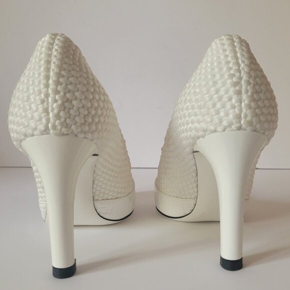 Fendi  Woven White Textured Fabric Reflections High Heels Pumps - Picture 10 of 16